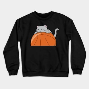 Cute Cat Hugging A Basketball Crewneck Sweatshirt